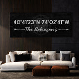 Family Name Gps Coordinates Black Wall Art