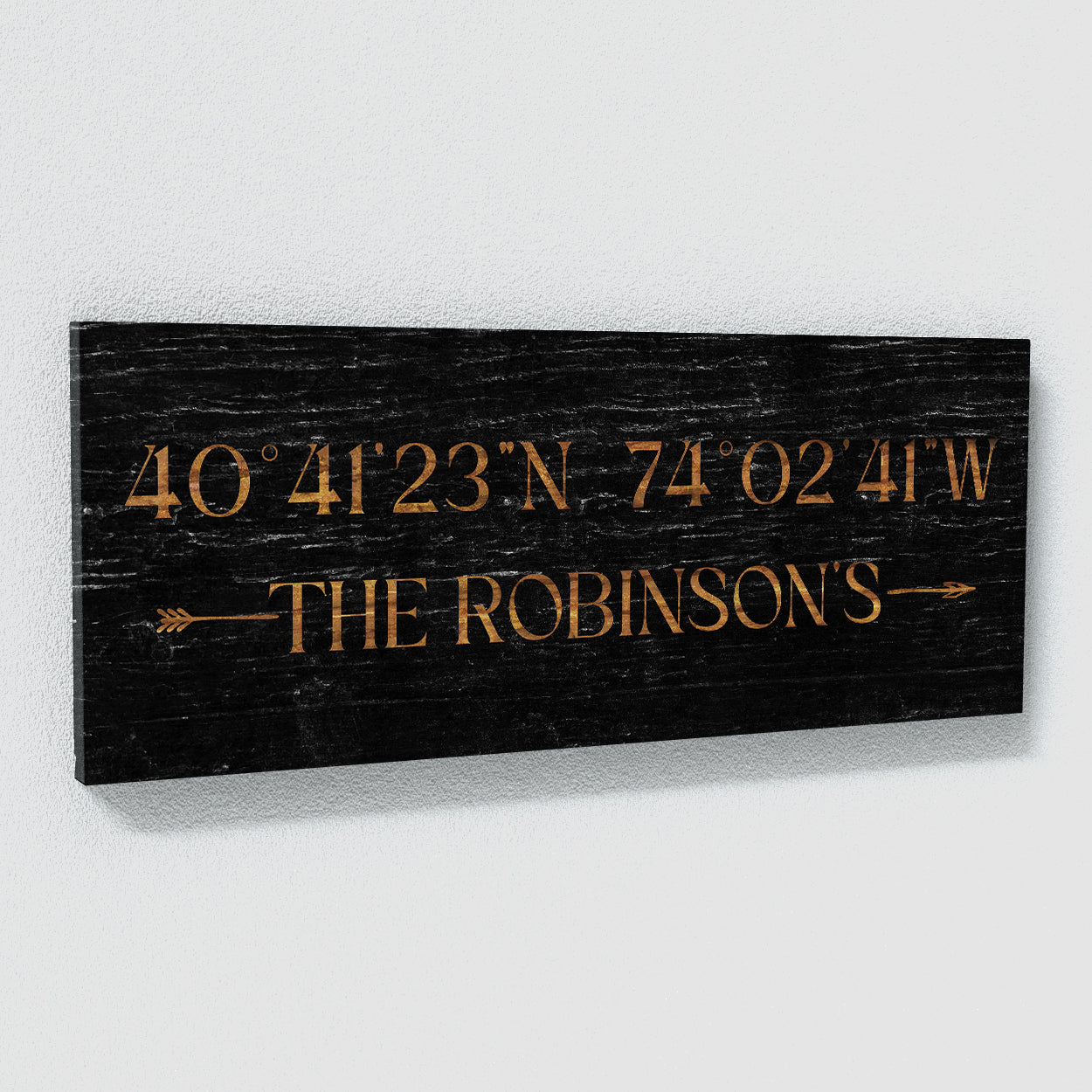 Family Name Gps Coordinates Black Wood Wall Art