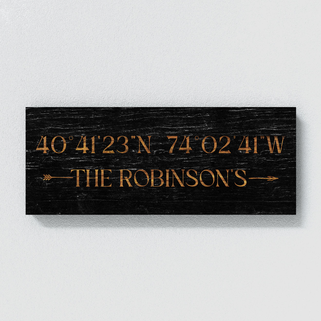 Family Name Gps Coordinates Black Wood Wall Art