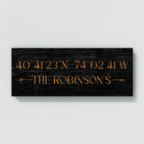 Family Name Gps Coordinates Black Wood Wall Art