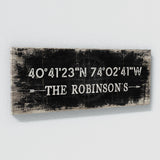 Family Name Gps Coordinates Black Wood Wall Art