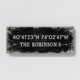 Family Name Gps Coordinates Black Wood Wall Art