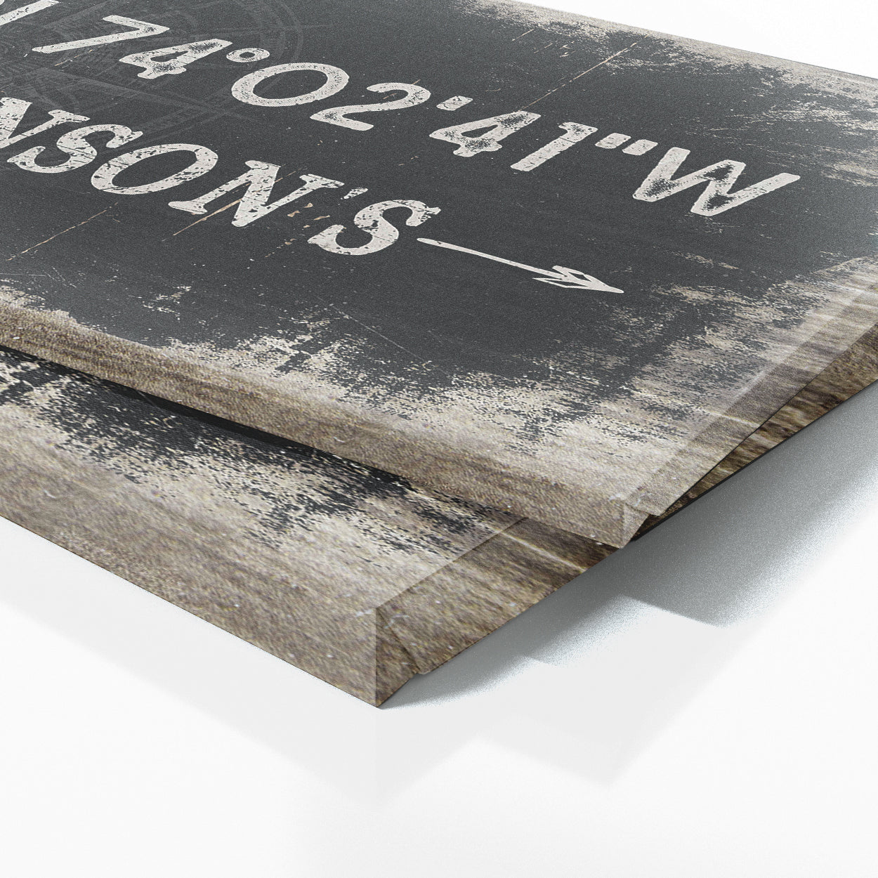 Family Name Gps Coordinates Black Wood Wall Art