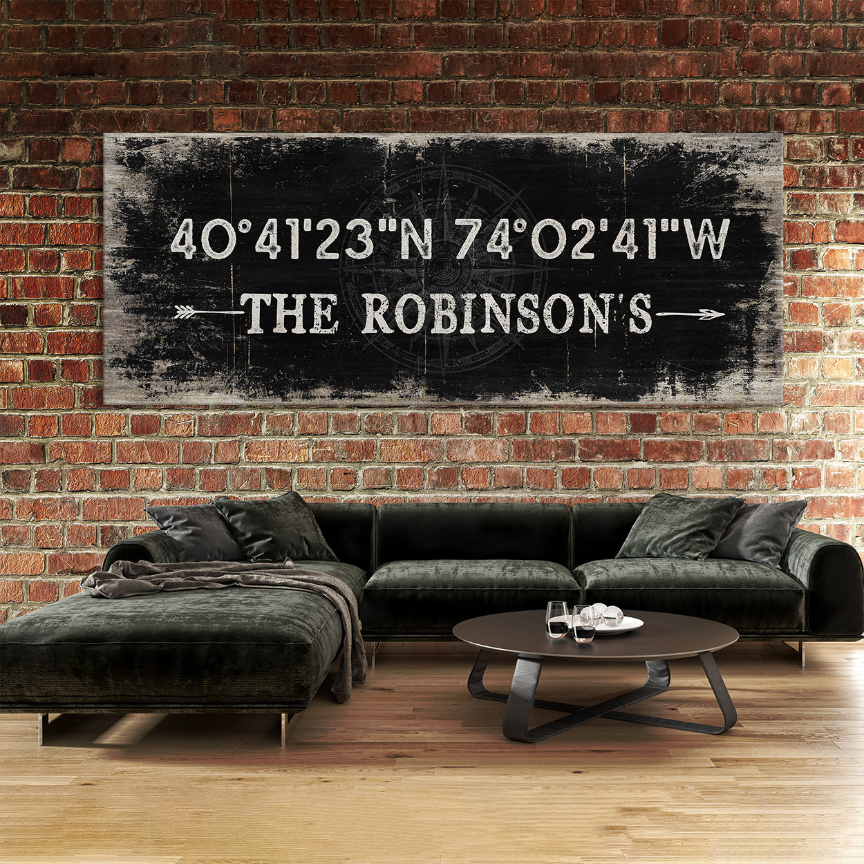 Family Name Gps Coordinates Black Wood Wall Art