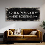 Family Name Gps Coordinates Black Wood Wall Art