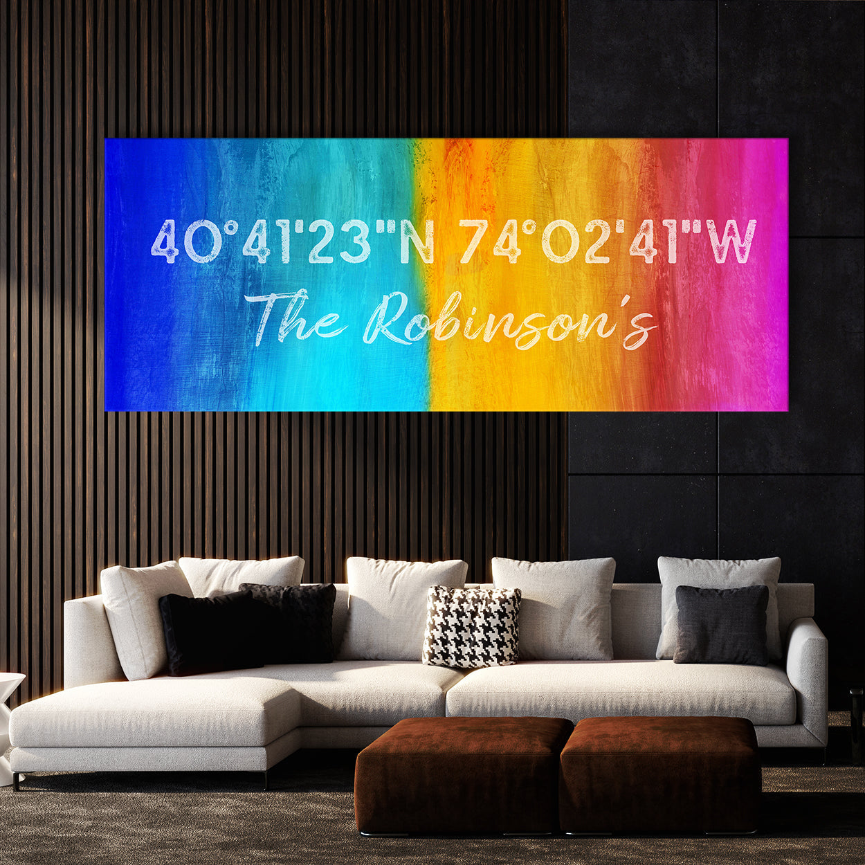 Family Name Gps Coordinates Colorful Wall Art