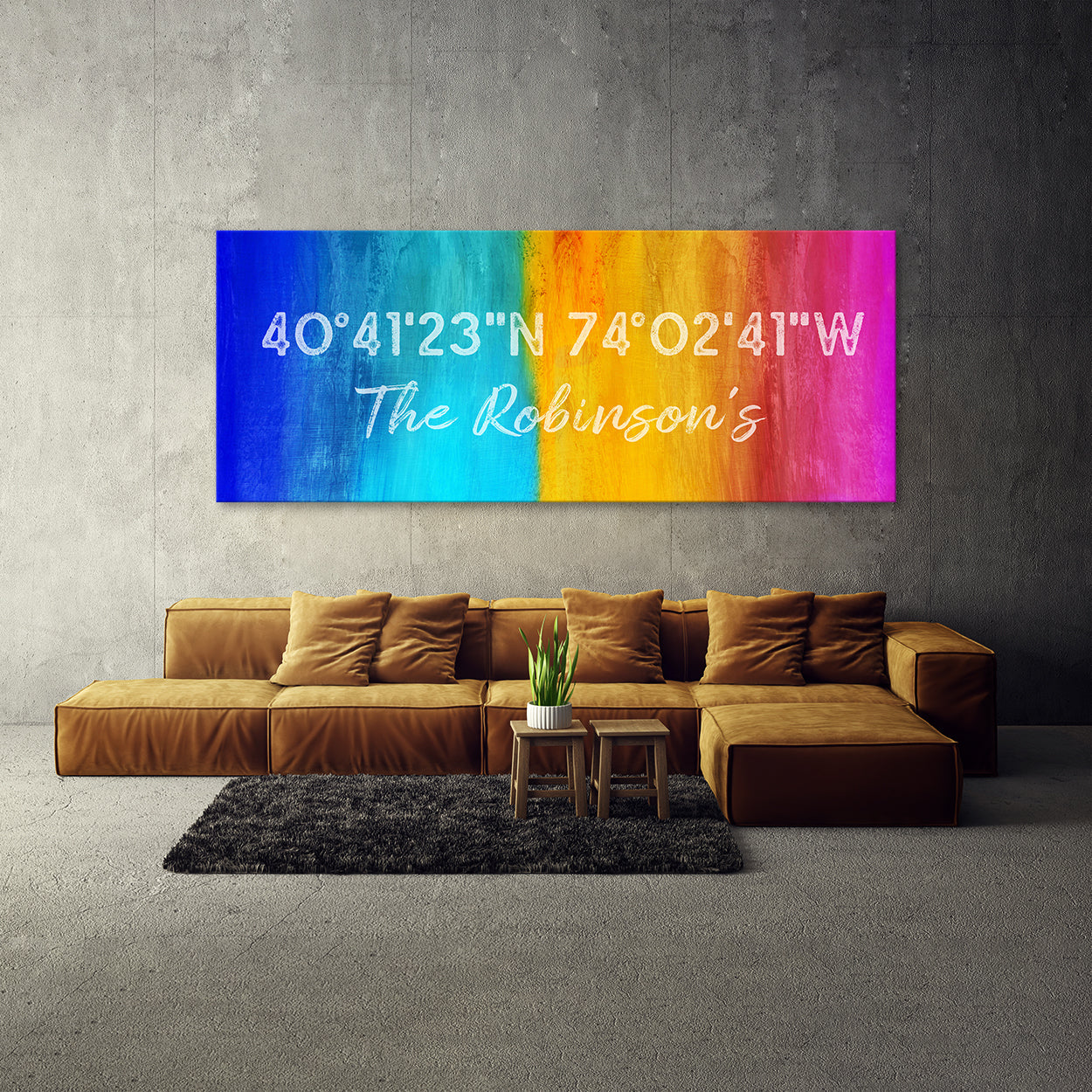 Family Name Gps Coordinates Colorful Wall Art