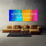 Family Name Gps Coordinates Colorful Wall Art