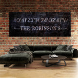 Family Name Gps Coordinates Concrete Wall Art