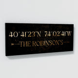 Family Name Gps Coordinates Gold Wall Art