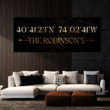 Family Name Gps Coordinates Gold Wall Art