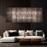Family Name Gps Coordinates Grey Wall Art