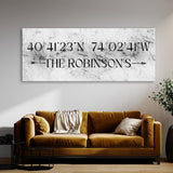 Family Name Gps Coordinates Marble Wall Art
