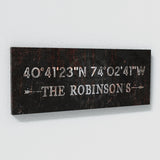 Family Name Gps Coordinates Metal Wall Art