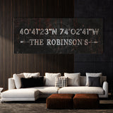 Family Name Gps Coordinates Metal Wall Art
