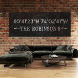Family Name Gps Coordinates Metal Wall Art