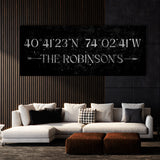Family Name Gps Coordinates Silver Wall Art