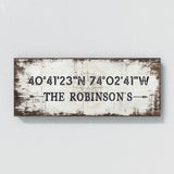 Family Name Gps Coordinates White Wood Wall Art