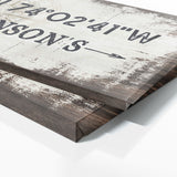 Family Name Gps Coordinates White Wood Wall Art
