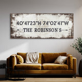Family Name Gps Coordinates White Wood Wall Art