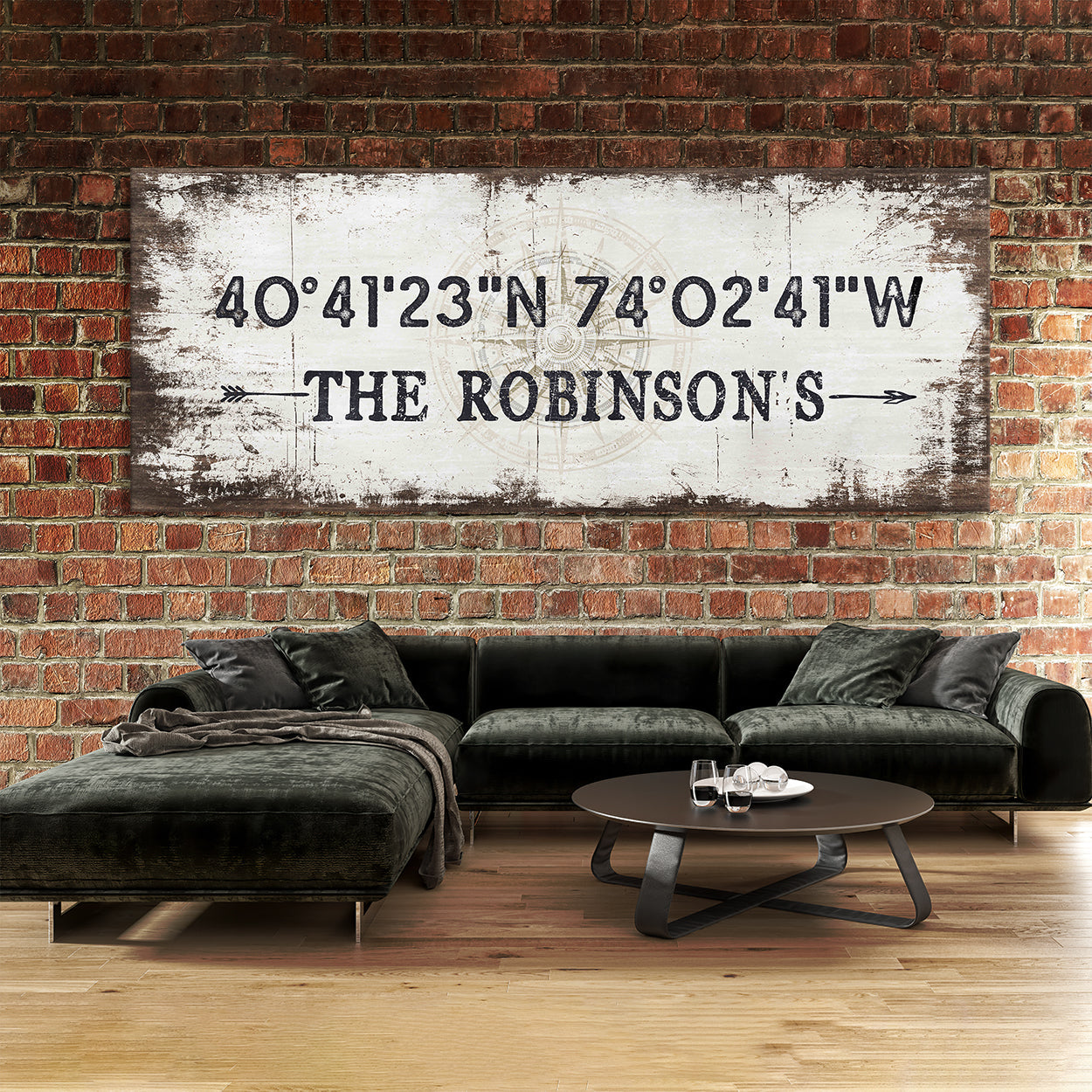 Family Name Gps Coordinates White Wood Wall Art