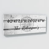 Family Name Gps Coordinates White Wood Wall Art