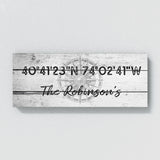 Family Name Gps Coordinates White Wood Wall Art
