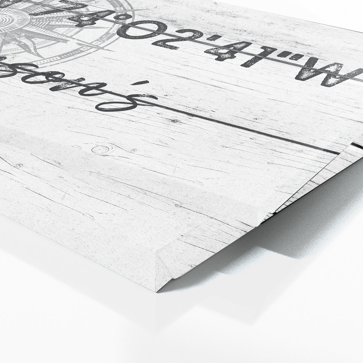 Family Name Gps Coordinates White Wood Wall Art