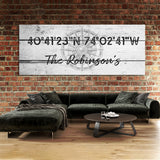 Family Name Gps Coordinates White Wood Wall Art