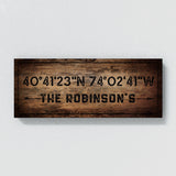Family Name Gps Coordinates Wooden Wall Art