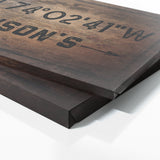 Family Name Gps Coordinates Wooden Wall Art