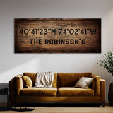 Family Name Gps Coordinates Wooden Wall Art