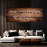Family Name Gps Coordinates Wooden Wall Art