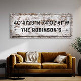 Family Name Gps Coordinates Wooden Wall Art