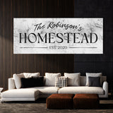 Family Name Homestead Marble White Wall Art