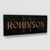 Family Name Monogram Black Wood Wall Art
