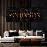 Family Name Monogram Black Wood Wall Art