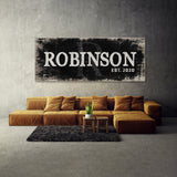 Family Name Monogram Black Wood Grunge Wall Art