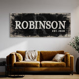 Family Name Monogram Black Wood Grunge Wall Art