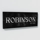 Family Name Monogram Marble Black Wall Art