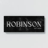 Family Name Monogram Marble Black Wall Art