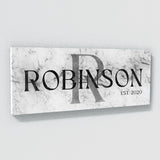 Family Name Monogram Marble White Wall Art