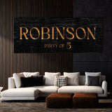 Family Name Party Of Black Wood Wall Art