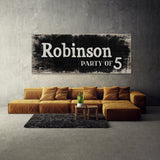 Family Name Party Of Black Wood Grunge Wall Art