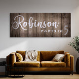 Family Name Party Of Grey Wooden Wall Art