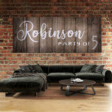 Family Name Party Of Grey Wooden Wall Art