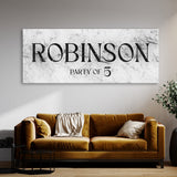 Family Name Party Of Marble White Wall Art