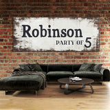 Family Name Party Of White Wood Grunge Wall Art
