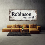 Family Name Party Of White Wood Grunge Wall Art
