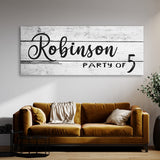 Family Name Party Of White Wooden Wall Art